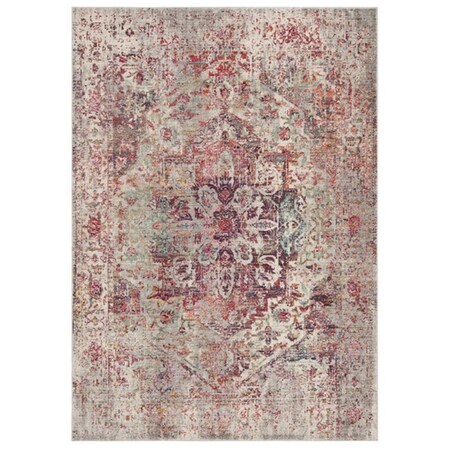 Safavieh 4 ft. x 5 ft. 7 in. Valencia Collection Contemporary Rectangle Power Loomed Rug - Grey & Red VAL163Q-4